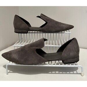 Vince Women's Size 9M Nina Pointed Toe D’orsay Flat Shoes Suede  Slip On Gray